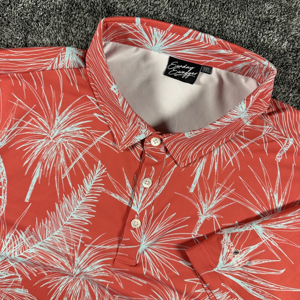 Sunday Swagger Polo Shirt Mens 2XL Tropical Palm Red Terra Santa Golf Course